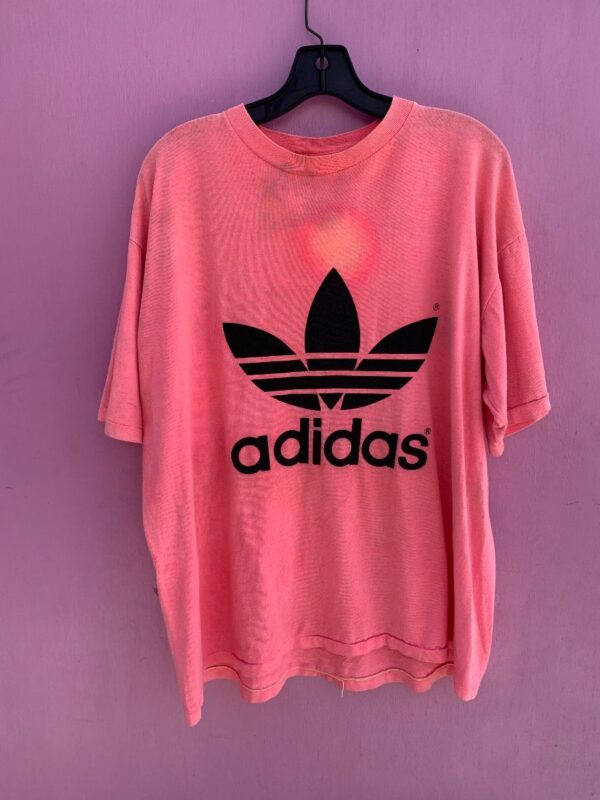 product details: *AS-IS* NEON OVERDYED ADIDAS TREFOIL LOGO GRAPHIC T-SHIRT photo