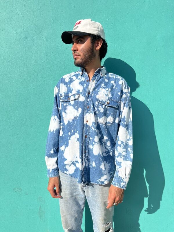 product details: FUN ALLOVER BLEACHED OUT DENIM SHIRT photo