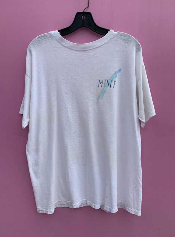 product details: RARE MISTY CIGARETTE BRAND RAINBOW GRAPHIC LOGO SINGLE STITCH T-SHIRT AS-IS photo