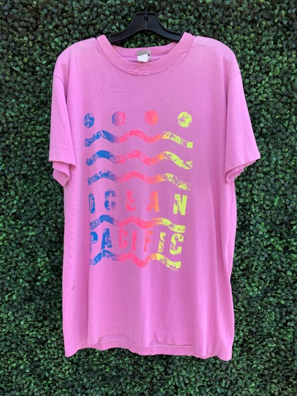 product details: *SOLD  AS-IS• 1990S OP NEON OMBRE GEOMETRIC GRAPHIC T-SHIRT photo
