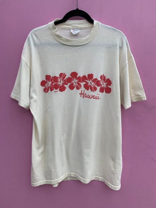 product details: HIBISCUS FLORAL HAWAII GRAPHIC SINGLE STITCH T-SHIRT photo