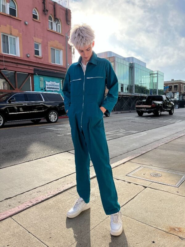 product details: TEAL ZIP UP WORKWEAR COVERALLS SMALLER FIT photo