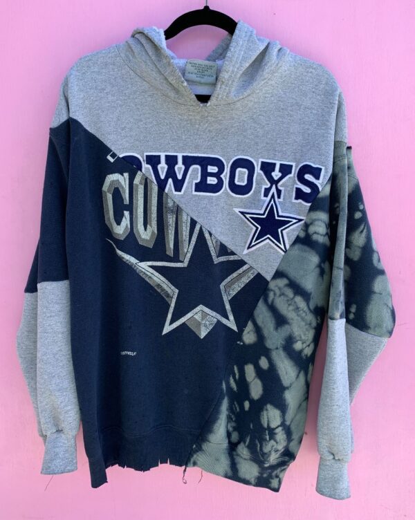 product details: RE-WORKED & SPLICED DALLAS COWBOYS HOODED PATCHWORK & TIE DYED SWEATSHIRT photo