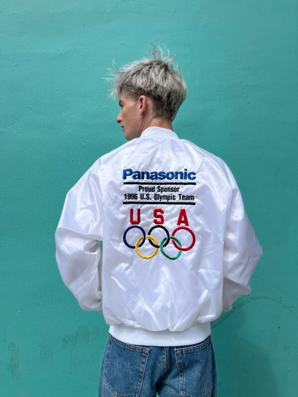 product details: EPIC 1996 US OLYMPIC EMBROIDERED TEAM SATIN BUTTON UP JACKET SPONSORED BY PANASONIC photo