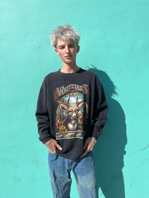 product details: 1990S DEER GRAPHIC WHITETAILS UNLIMITED PULLOVER SWEATSHIRT photo
