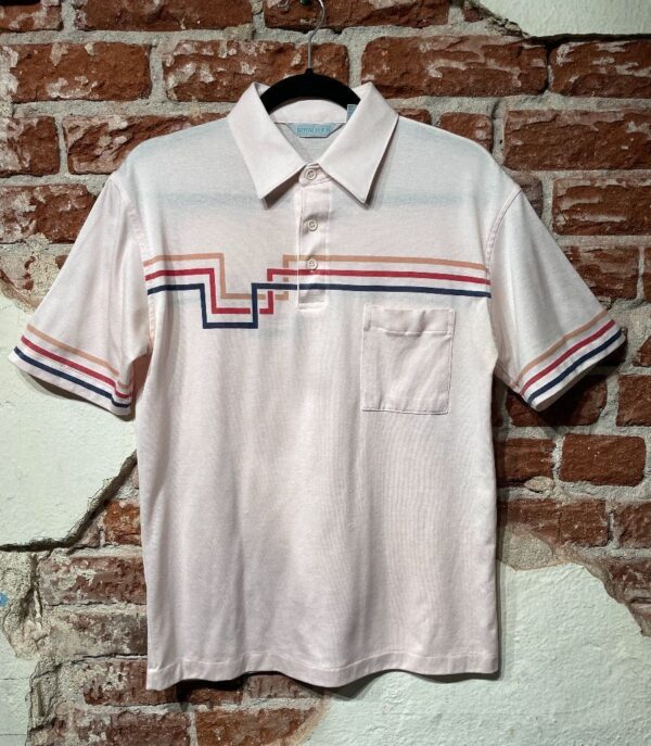 product details: QUARTER BUTTON COLLARED SHIRT WITH RAINBOW STRIPES photo