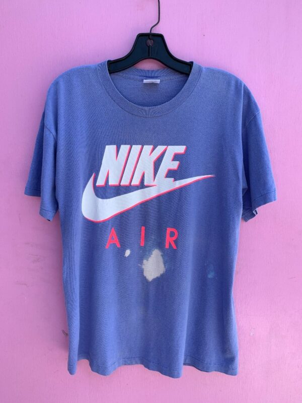 product details: 1990S BLEACHED NIKE AIR NEON LOGO GREY TAG SINGLE STITCH W/ LOGO AND AIR GRAPHIC ON FRONT AS-IS photo