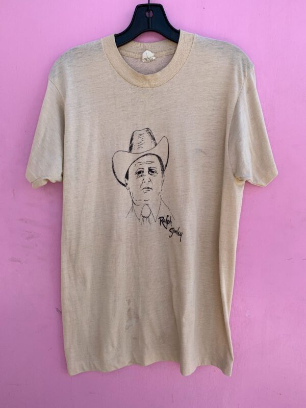 product details: RALPH STANLEY COUNTRY COWBOY SINGLE STITCH T-SHIRT W/ NAPOLEON DYNAMITE TYPE SKETCH AS-IS photo