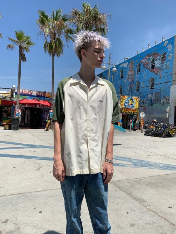 product details: RARE RETRO 1990S TWO-TONED STUSSY BOWLING STYLE SHIRT photo