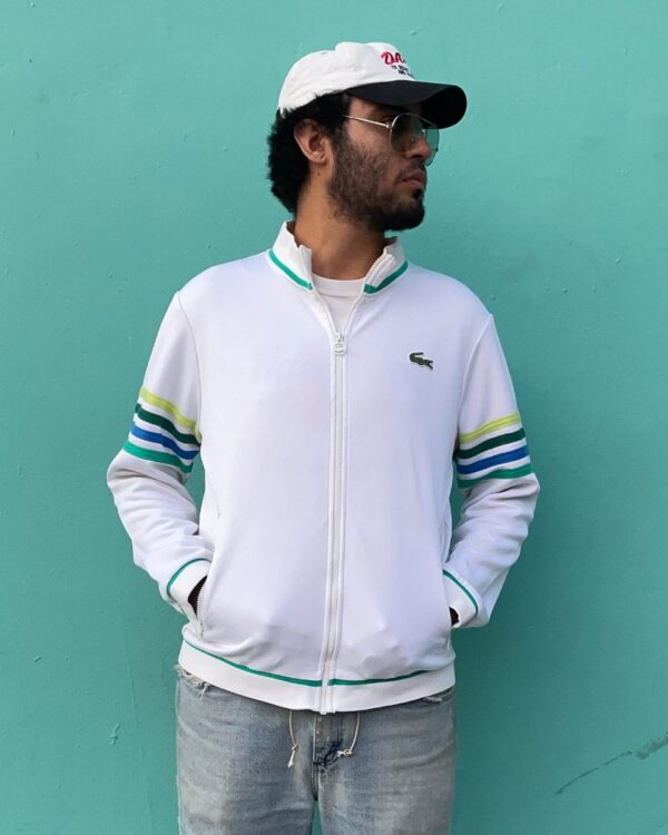 product details: RETRO STRIPED GRADIENT SLEEVE LACOSTE ZIP-UP TRACK JACKET photo