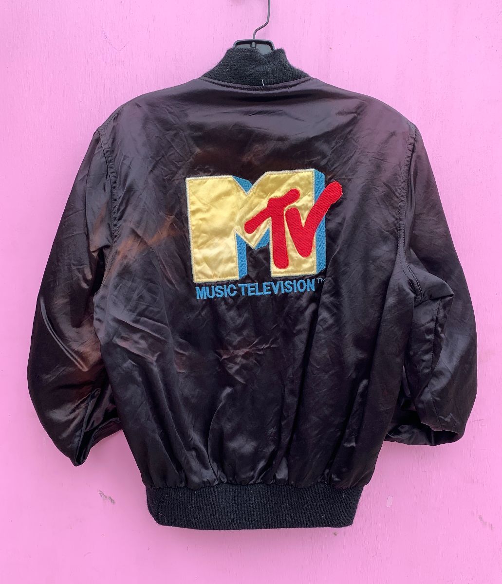 Faded Classic Embroidered Mtv Satin Button Jacket As-is | Boardwalk Vintage