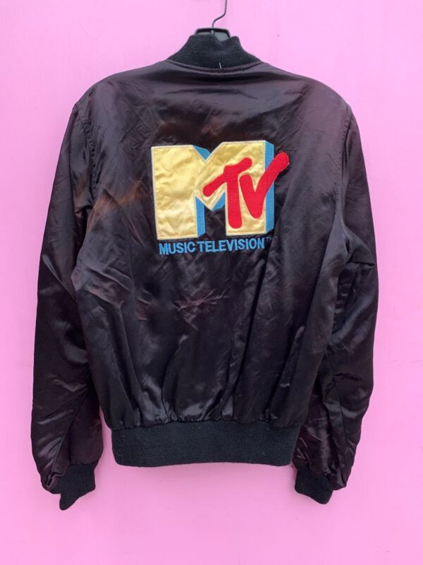 Faded Classic Embroidered Mtv Satin Button Jacket As-is | Boardwalk Vintage