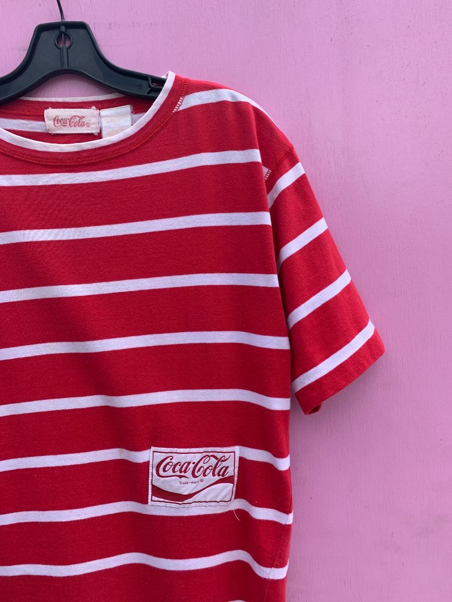 Coca Cola Striped T-shirt Single Stitch | Boardwalk Vintage
