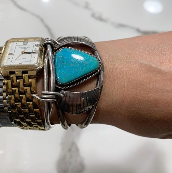 product details: STERLING SILVER TURQUOISE CUFF HAND SIGNED photo
