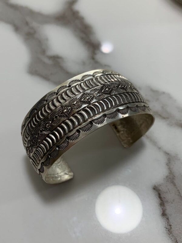 product details: STERLING SILVER INTRICATELY STAMPED & ENGRAVED CUFF BRACELET photo