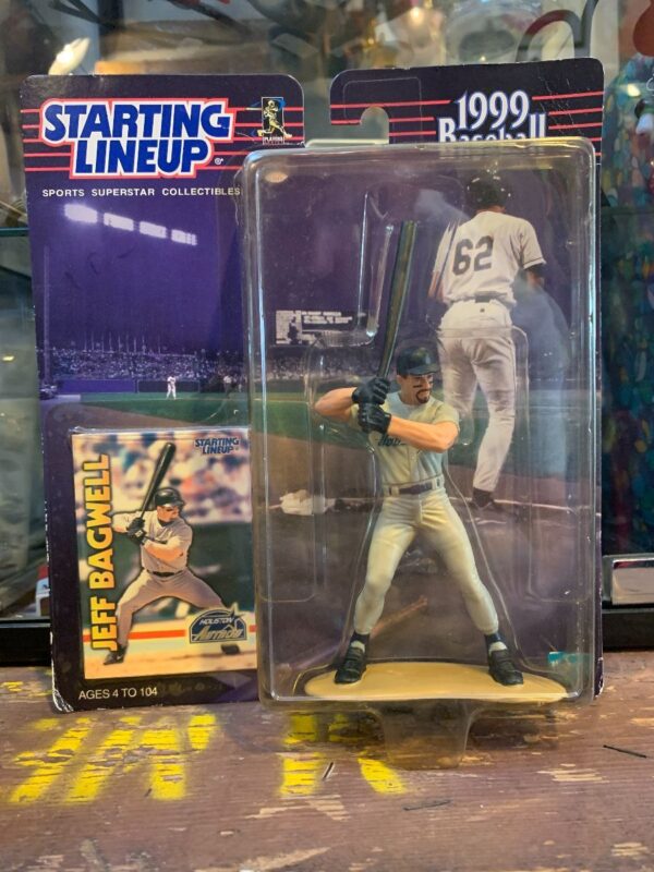 product details: STARTING LINEUP JEFF BAGWELL HOUSTON ASTROS 1999 BASEBALL W/ BASEBALL CARDS AS-IS photo