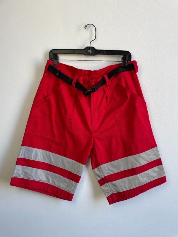 product details: FUN ULTILY RED TWILL COTTON SHORTS REFLECTIVE STRIPES photo