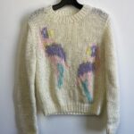 FUN 1980S PASTEL MACAW PARROT LOOSE KNIT SWEATER