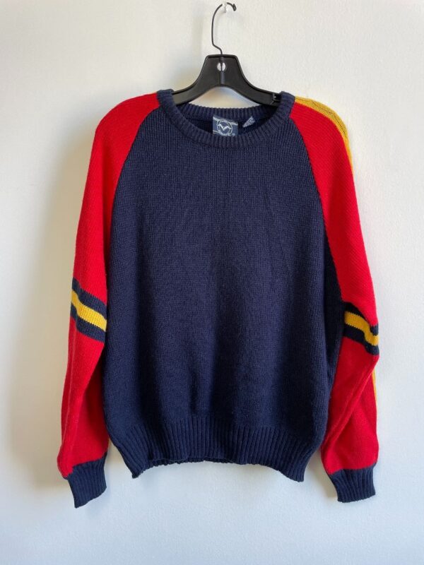 product details: RETRO COLORBLOCK KNIT SWEATER CABLE KNIT DETAIL photo