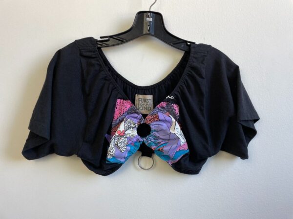product details: REPURPOSED SEAMLESS O-RING BRALETTE PASTEL FLORAL GRAPHIC HYBRID T-SHIRT photo
