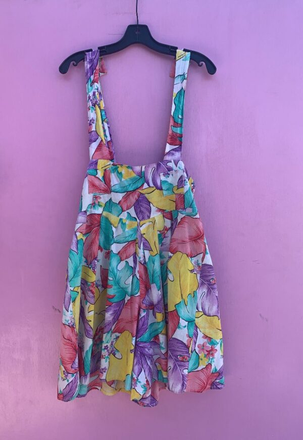 product details: FUN 1980S PASTEL TROPICAL PRINT OVERALL PINAFORE ROMPER photo