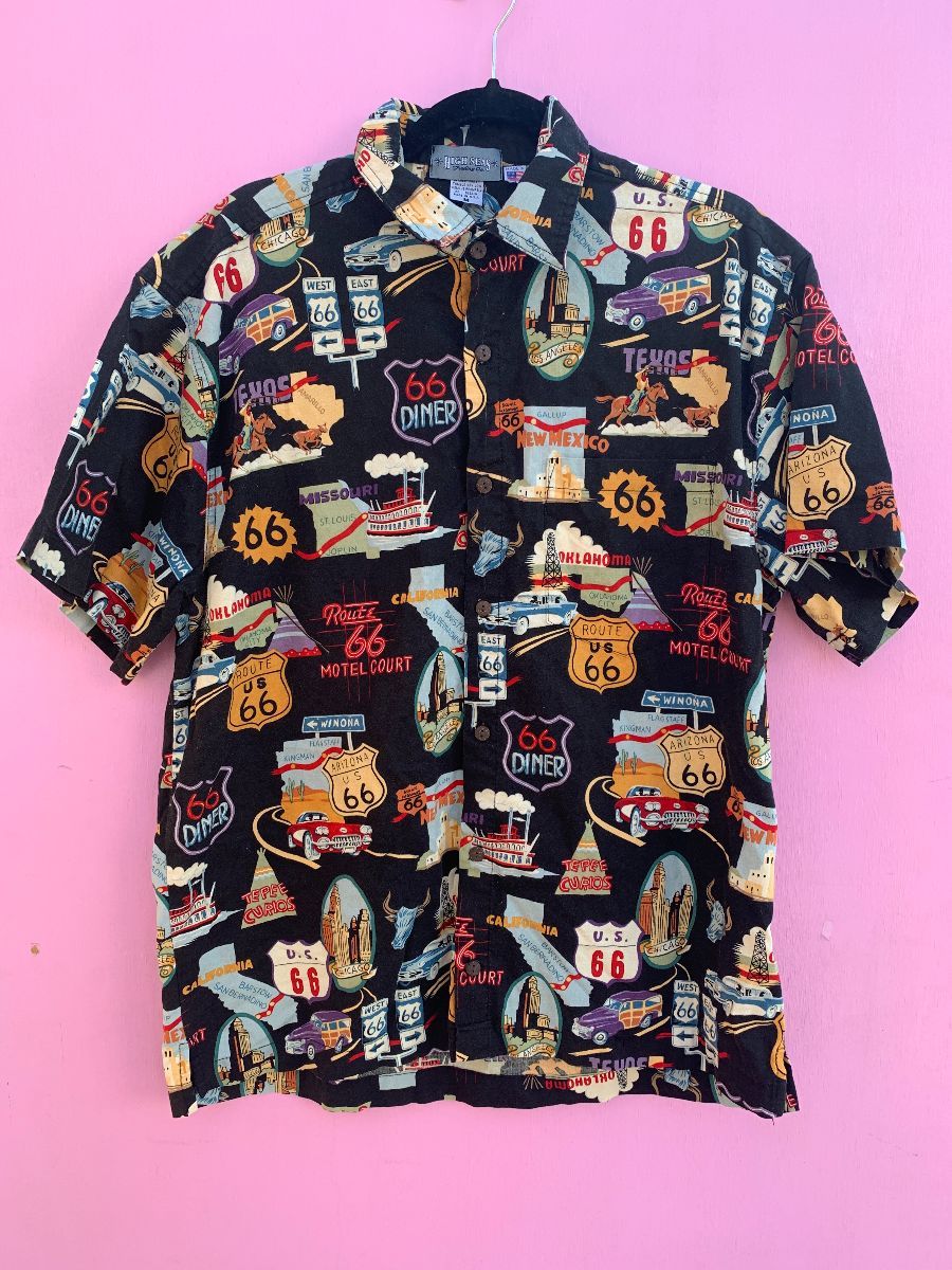 Route 66 Short Sleeve Button Up Shirt W/ Various Sightseeing ...