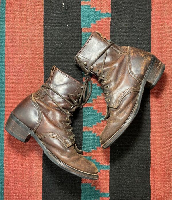 product details: GORGEOUS LACEUP WEATHERED LEATHER WORK BOOTS VIBRAM SOLE photo