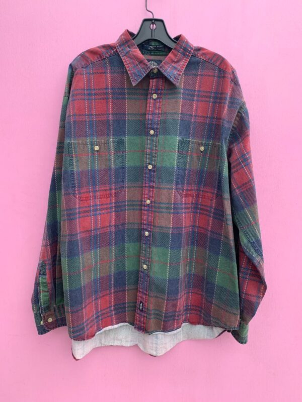 product details: 1990S OVERSIZED FADED DUO TONED LONG SLEEVE BUTTON UP COTTON SHIRT photo