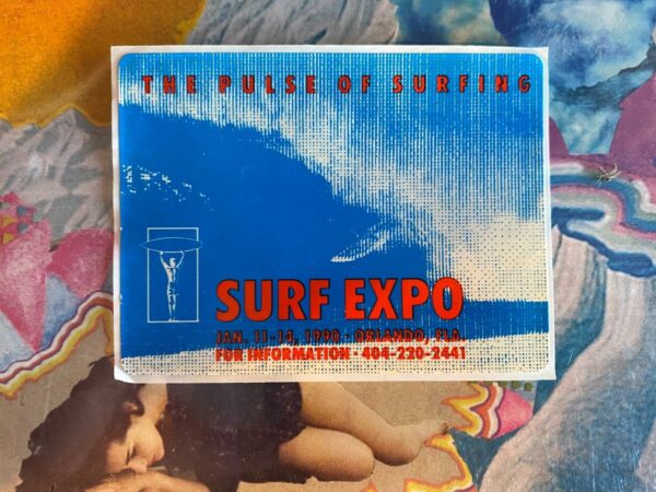 product details: THE PULSE OF SURFING SURF EXPO 1990 STICKER photo