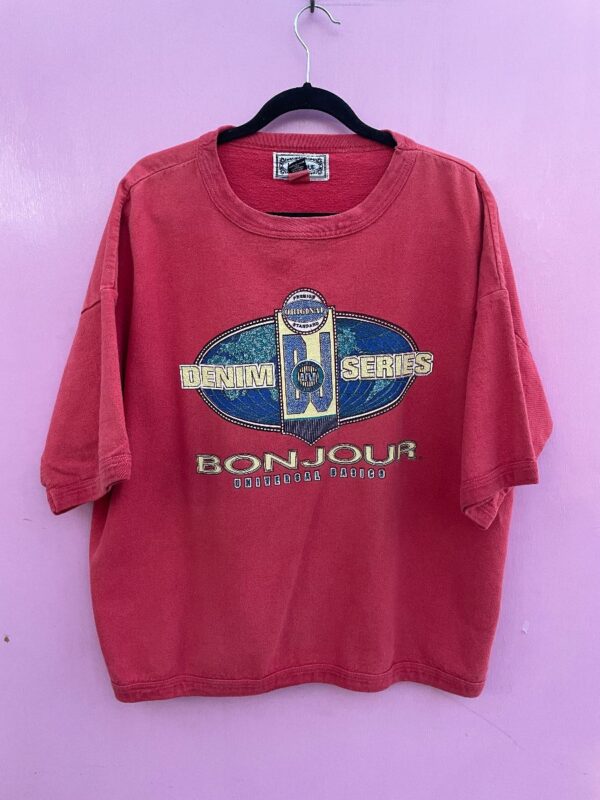 product details: 1980S-90S OVERSIZED BOXY FIT SHIRT BONJOUR DENIM SERIES FRONT GRAPHIC photo