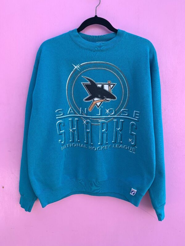 product details: 1990S NHL SAN JOSE SHARKS PULLOVER SWEATSHIRT AS-IS photo