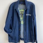 RARE RICK AND MORTY EMBROIDERED DENIM JACKET  \”WATCH ME GO\” EMBROIDERED DENIM JACKET