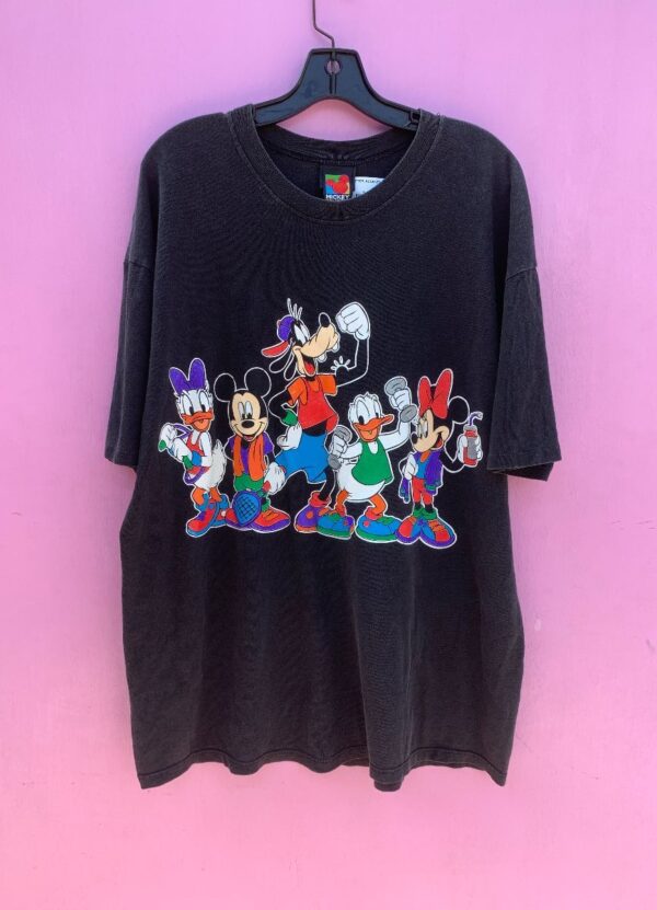 product details: 1990S MICKEY MOUSE & CREW OVERSIZED GRAPHIC T-SHIRT GLITTER ACCENTS photo