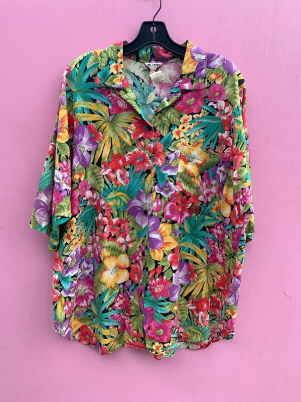 product details: 1980S ALLOVER FLORAL PRINT SHORT SLEEVE BUTTON UP SHIRT photo