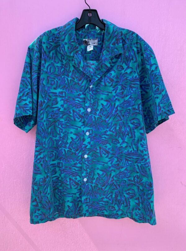 product details: 1990S ALLOVER ABSTRACT PRINT SHORT SLEEVE BUTTON UP COTTON SHIRT photo