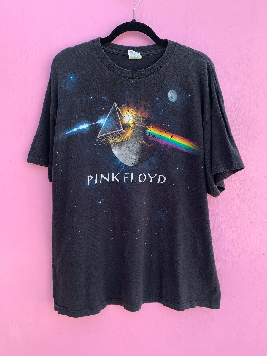 Pink Floyd Dark shirt Crashing T- Repop Side Moon Vintage Into Moon Prism Of Graphic The Boardwalk 