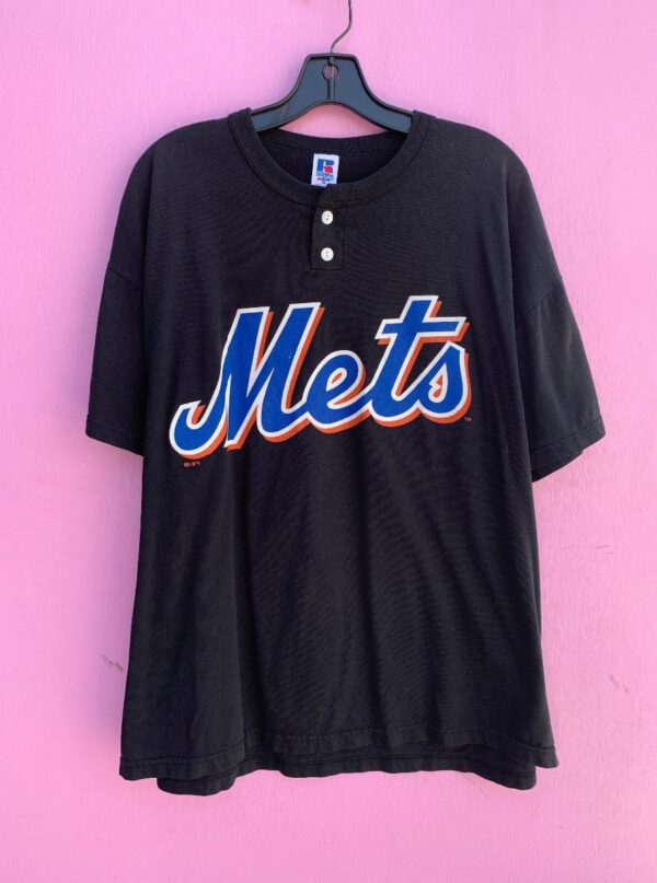 product details: MLB NEW YORK METS QUARTER BUTTON UP 100% COTTON SHIRT photo
