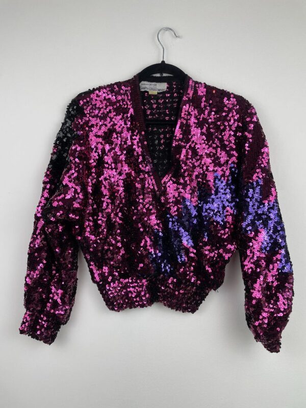 product details: AMAZING 1980S LONG SLEEVE KNIT SEQUIN SWEATER LIGHTNING BOLT DESIGN photo