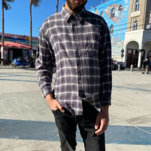 Photo detail:BASIC SOFT LONG SLEEVE BUTTON DOWN PLAID FLANNEL SHIRT