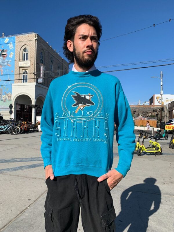 product details: 1990S NHL SAN JOSE SHARKS PULLOVER SWEATSHIRT AS-IS photo