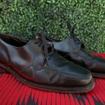 1950S-60S POLISHED LEATHER DRESS SHOES W/ LACES SMALL PLATFORM HEEL