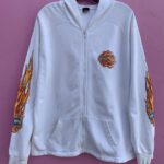 Y2K HARLEY DAVIDSON ZIP UP HOODIE W/ FLAME GRAPHICS ON CHEST/ ARMS FROM LANGLEY CANADA AS-IS