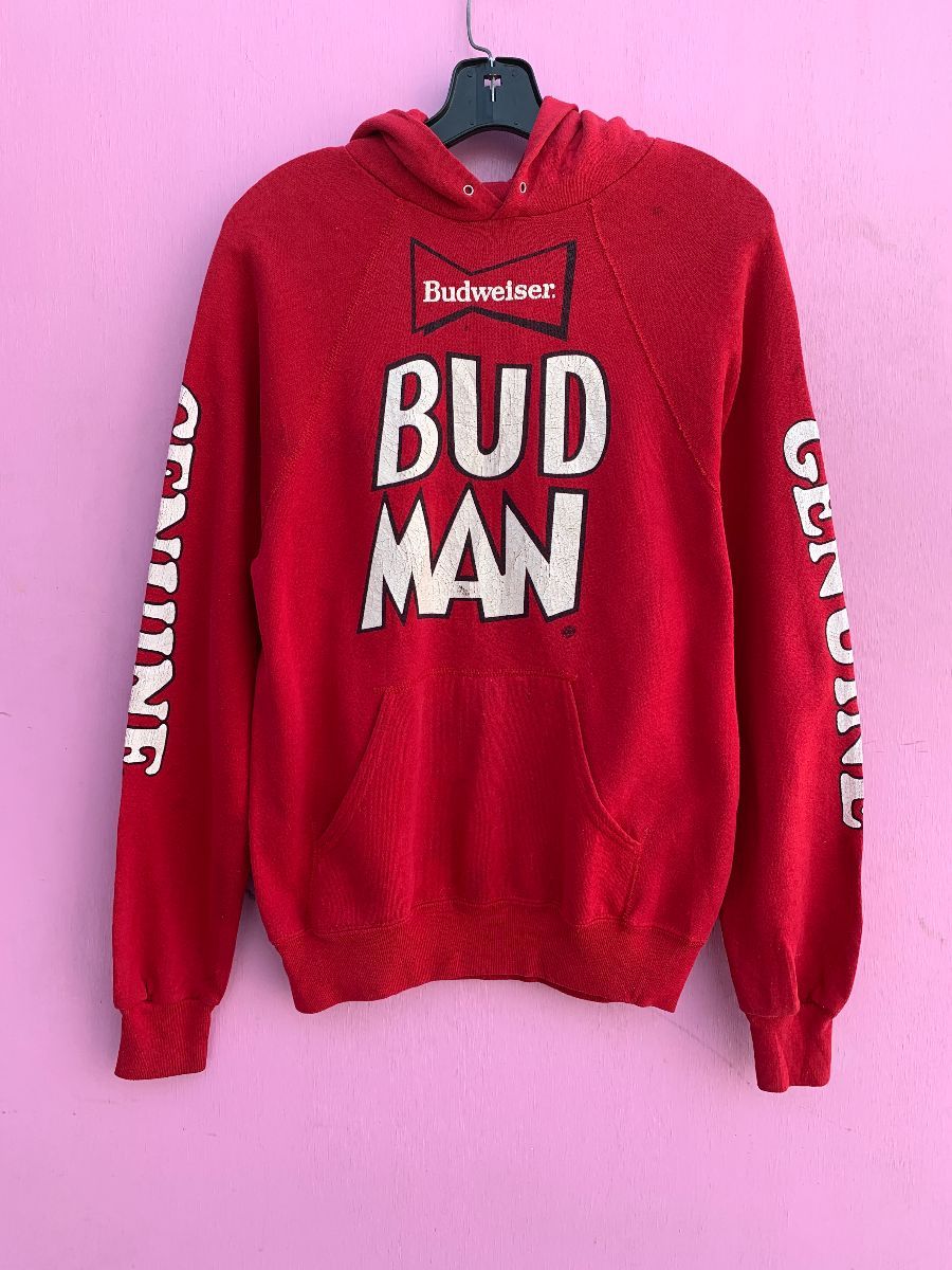 Rare & Original Bud Man Budweiser Beer Hoodie Sweatshirt With Eyes