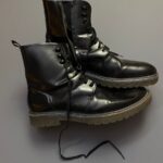 GORGEOUS LEATHER LACE UP COMBAT BOOTS CLEAR GUM SOLE NEOPRENE & LEATHER TONGUE