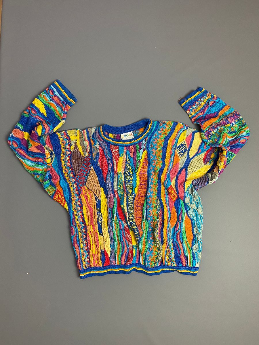 Cool Colorful Coogi 1990 3d Vibrant Knit Sweater | Boardwalk Vintage
