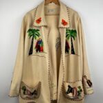 1940S 100% WOOL HAND EMBROIDERED MEXICAN EMBROIDERED FOLK ART JACKET AS-IS