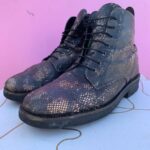 SNAKE SKIN TEXTURE LACE UP BOOTS