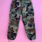 *SMALL FIT* FADED MILITARY STYLE CAMO CARGO PANTS ADJUSTABLE PANT CUFF