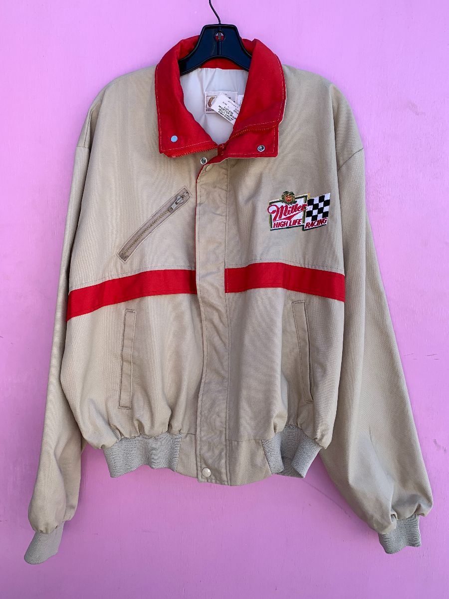 product details: HEAVY CANVAS EMBROIDERED MILLER HIGH LIFE RACING ZIP UP JACKET photo