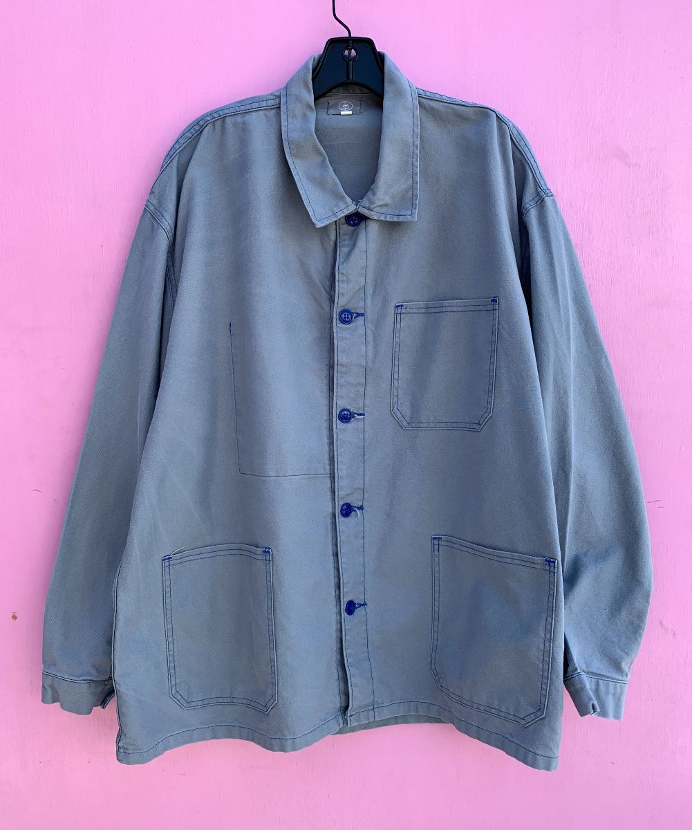 product details: FADED WASH FRENCH WORKWEAR JACKET W/ CONTRAST STITCHING photo